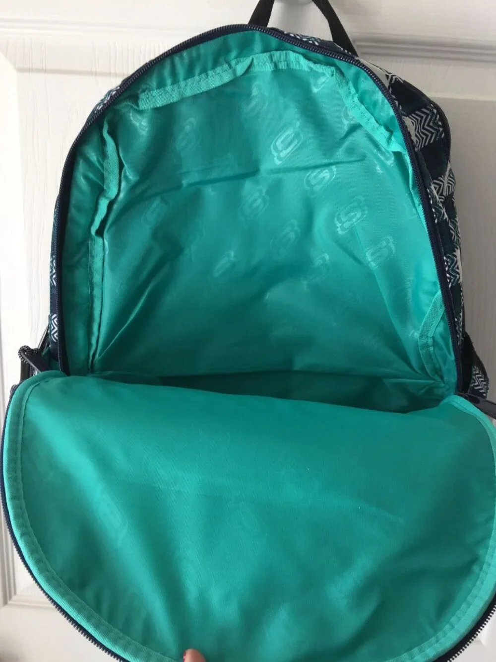 Skechers Large Navy Blue Green Plaid Laptop Backpack School Bag Knapsack